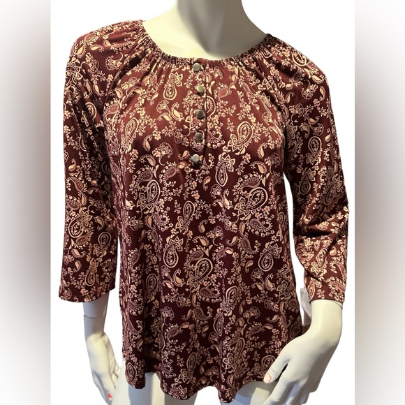 Notations Tops - Notations Women’s Top Size Medium Paisley 3/4 Sleeve